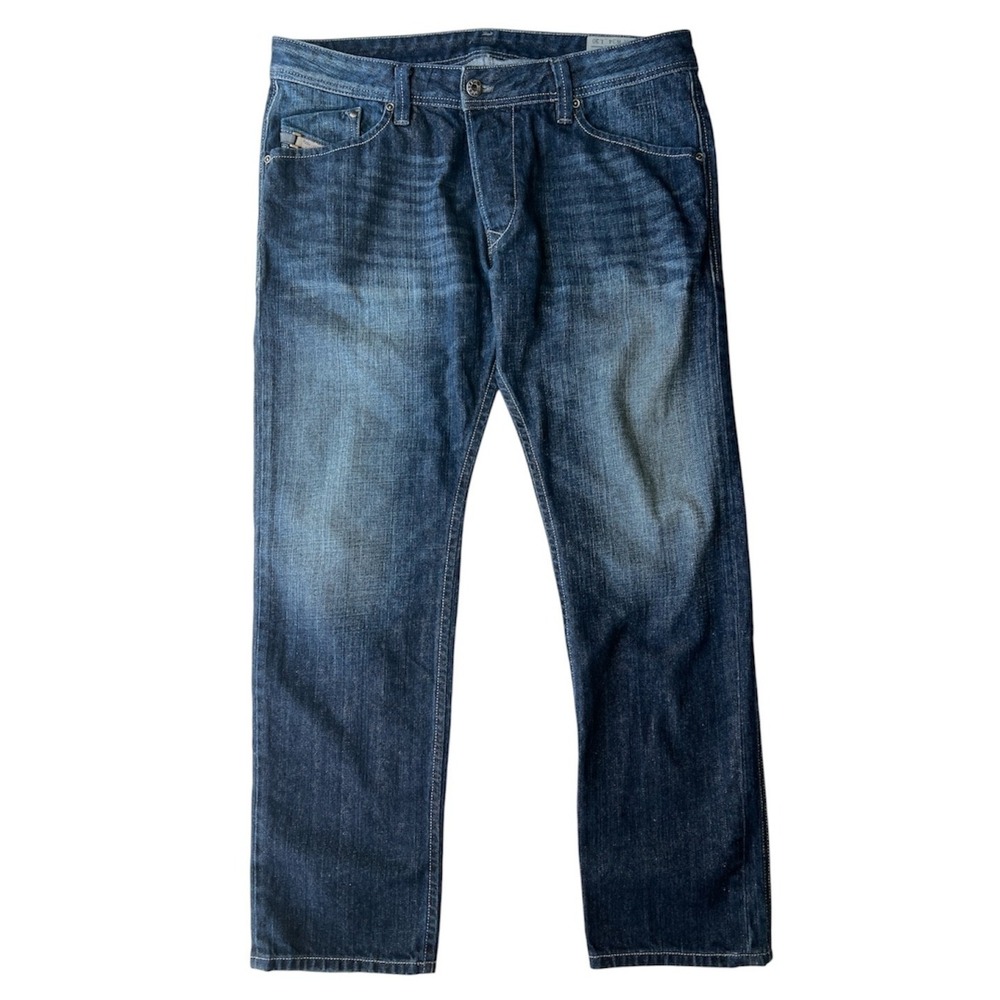 Diesel Darron Jeans Mens 34x29 Blue Distress Button Fly Regular Slim Taper 34x30